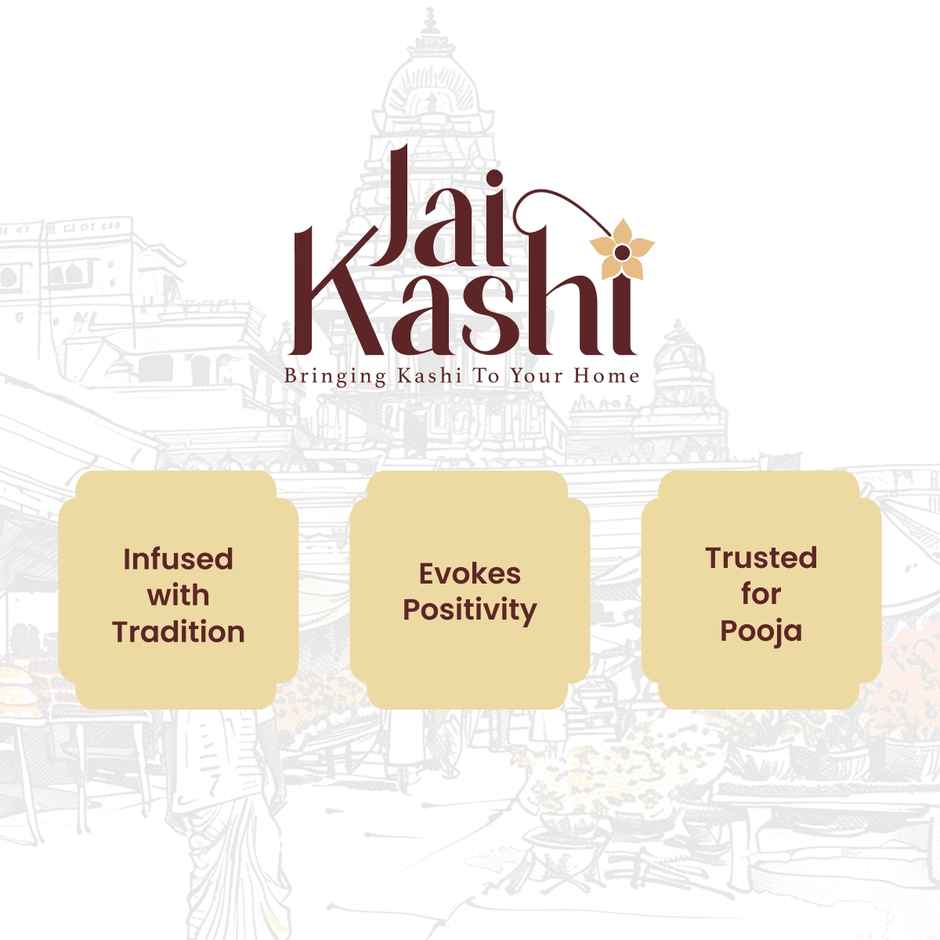 Betel Leaves (Paan) (10pc) & Jai Kashi 3 In 1 Premium Incense Stick (150g) & Jai Kashi Pancha Deepam Pooja Oil (1l) & Jai Kashi Pure Camphor (50g) & Jai Kashi Janeu (4pc) & Jai Kashi Round/ Flower Cotton Wicks (200pc) Combo