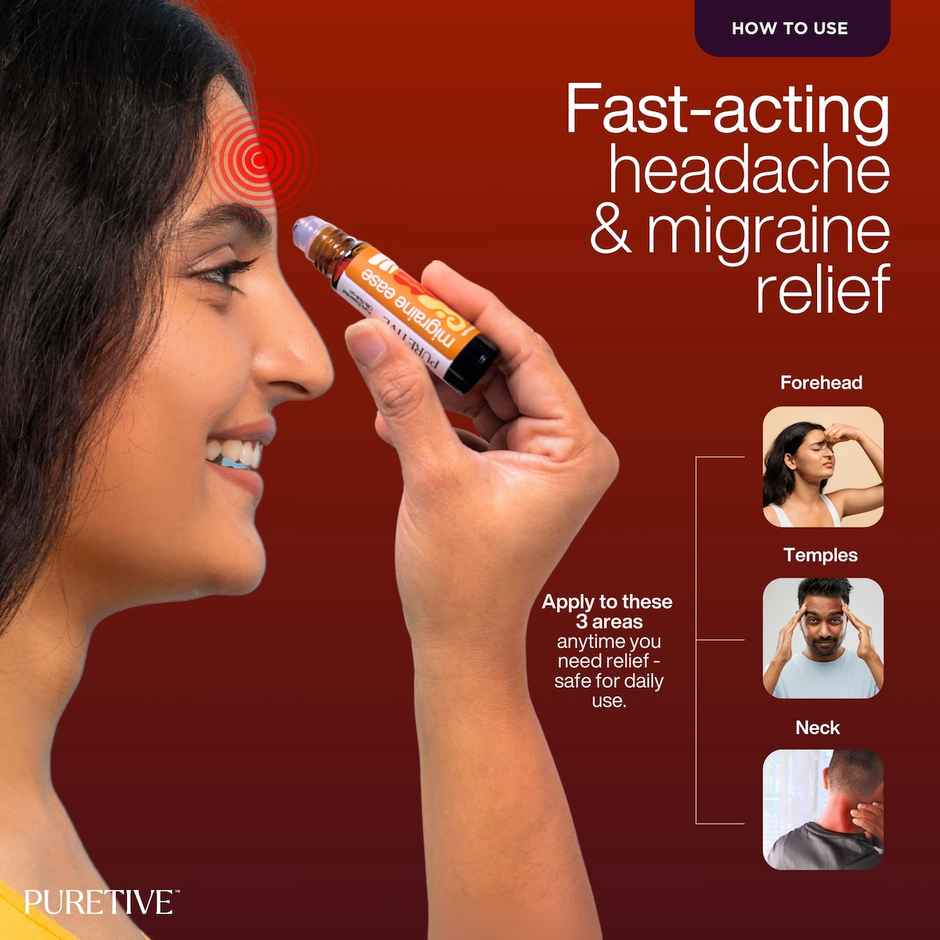 Puretive Migraine Ease Roll-On for Migraine , Headache and Sinus Relief