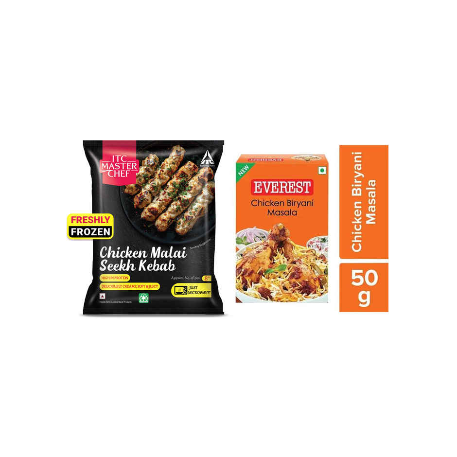 Itc Master Chef Chicken Malai Seekh Kebab (400g) & Everest Chicken Biryani Masala (50g) Combo