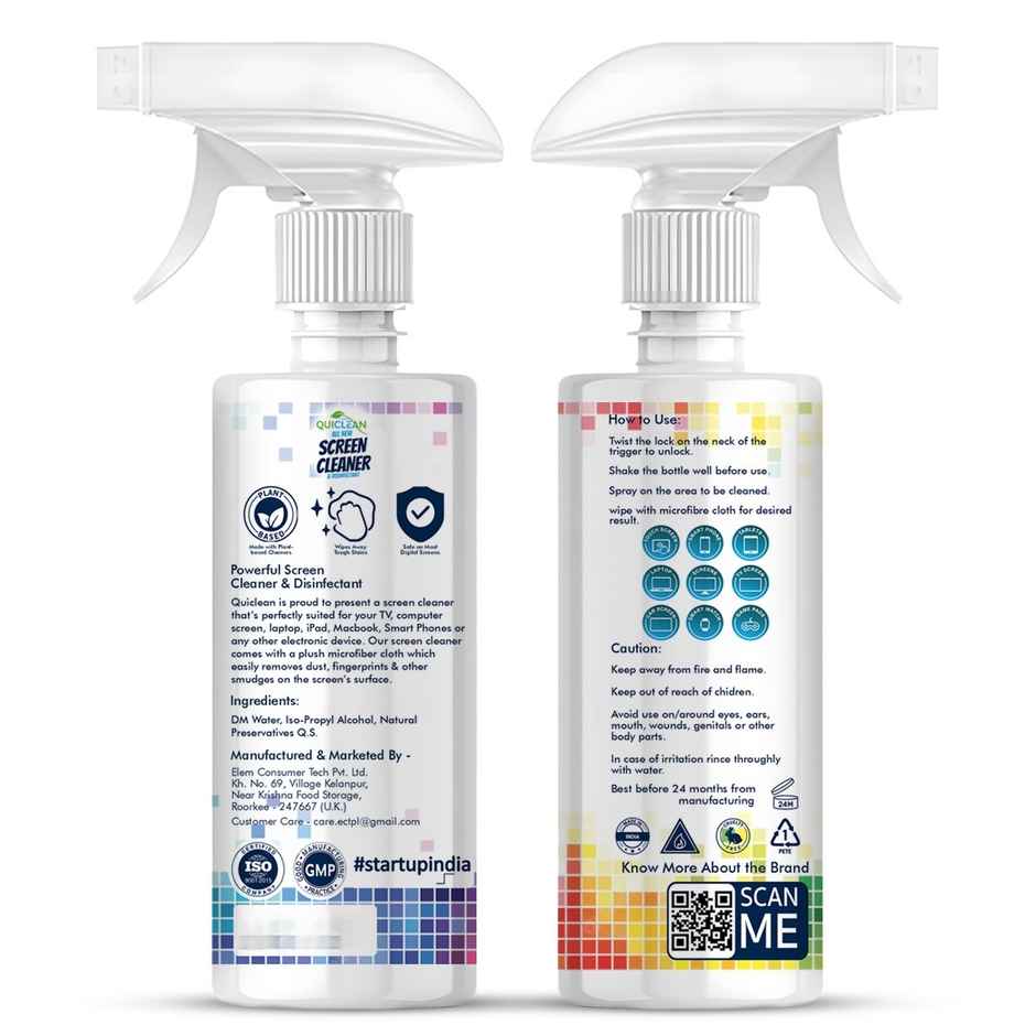 Quiclean Screen Cleaner With Microfiber | Safe For Led | Lcd | Laptops | Cameras | Mobile Screens