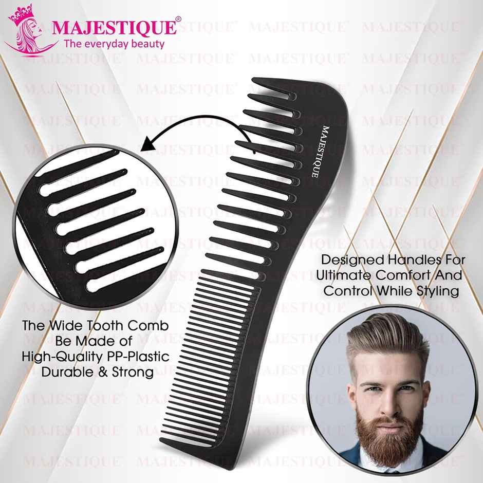 Majestique Professional 7.4 Inch Big Anti-Static Comb - Suitable for All Hair Types | Black
