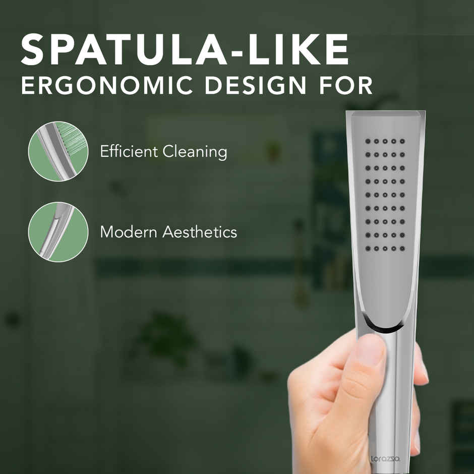 Lorazzo Spatular Hand Shower Set with 1.5 Meter Hose Pipe | SS 304) and Wall Hook