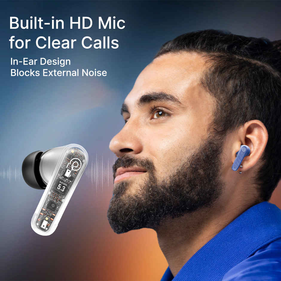 pTron Bassbuds Spark TWS Earbuds w 40hrs Playtime, Clear Calls, Pristine Audio and PX5 | Blue