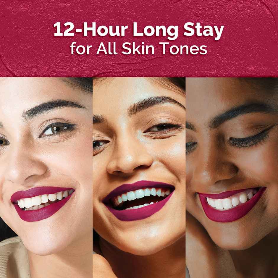 Mamaearth Moisture Matte Longstay Lipstick With Avocado Oil & Vitamin E - Berrylicious Magenta