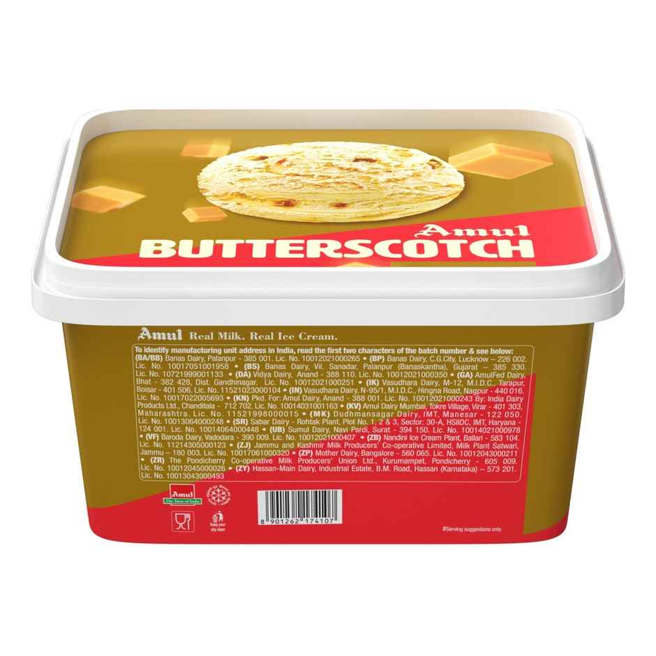 Amul Gold Butterscotch Ice Cream Tub | Smooth & Crunchy