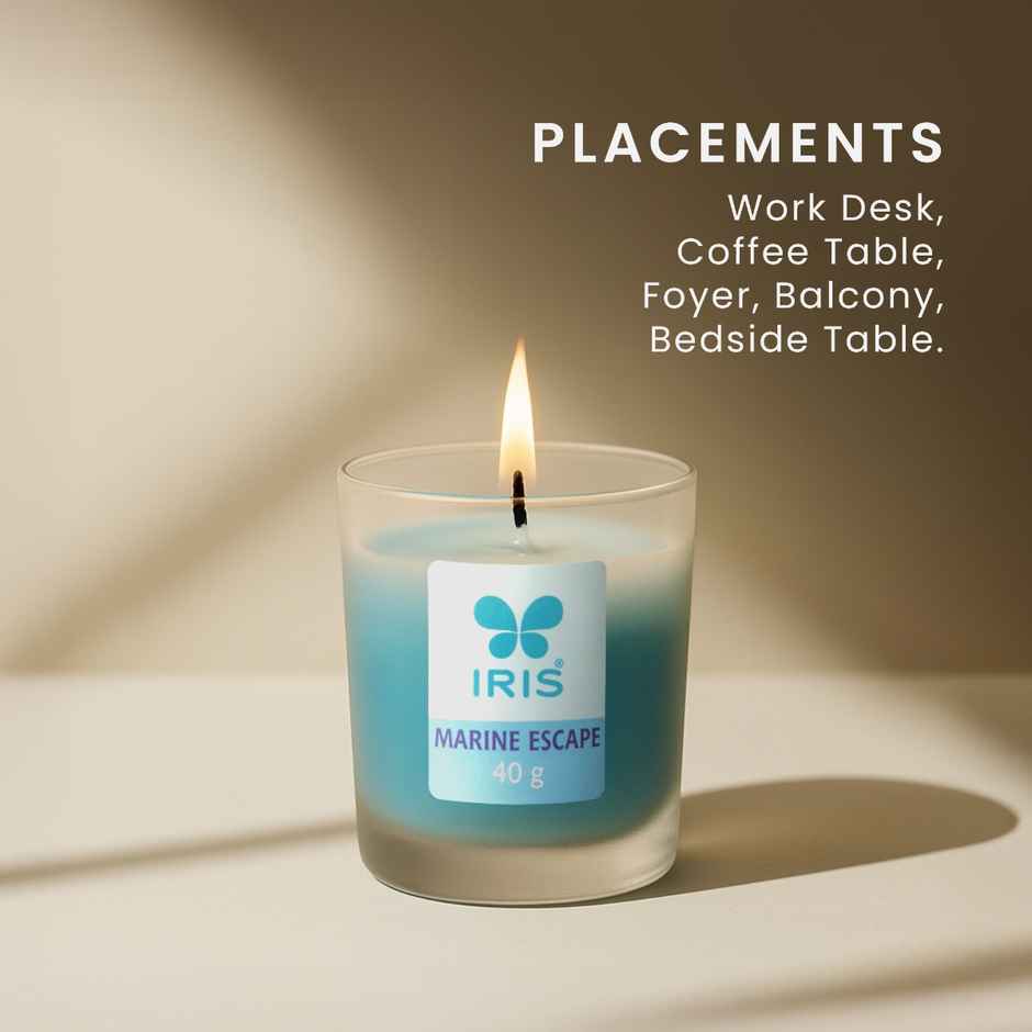 Frosted Shot Glass Scented Votive Candle | Marine Escape | 8 Hours Burn Time | Home Decor | IRIS