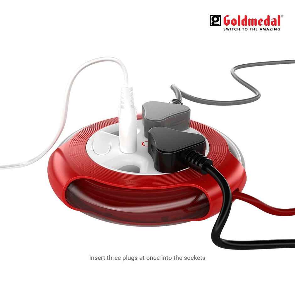 Gold Medal Krysta 2 Pin Heavy-Duty 5-Meter Cable Extension Cord|Master Switch with Indicator|Universal Sockets | Ultra-Smooth Rotation Extension Board for Home & Office Combo