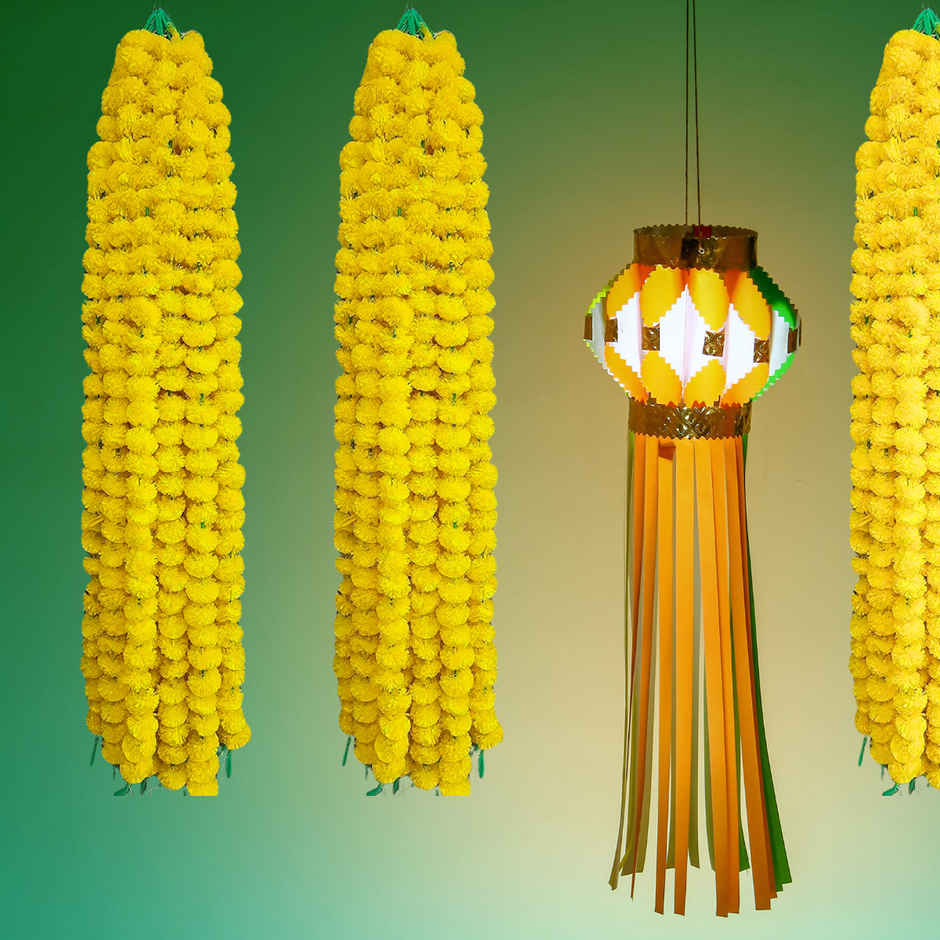 Flower String | Marigold Toran For decoration | Yellow | Pichai