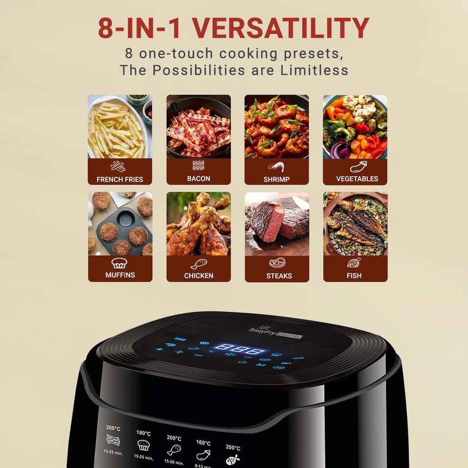 INALSA Air Fryer 1400 W Tasty Fry Digital 4.2 ltr with Air Crisp Technology,8 Preset & Digital