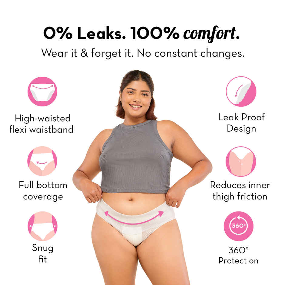 Plush Comfort High Waist L-XL Period Panty Pack of 10 | Disposable | Super Saver Pack