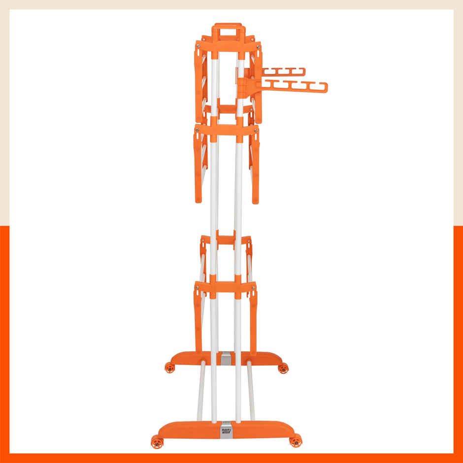 Bathla 3-Level Modular Cloth Drying Stand - Terra | Steel | Orange