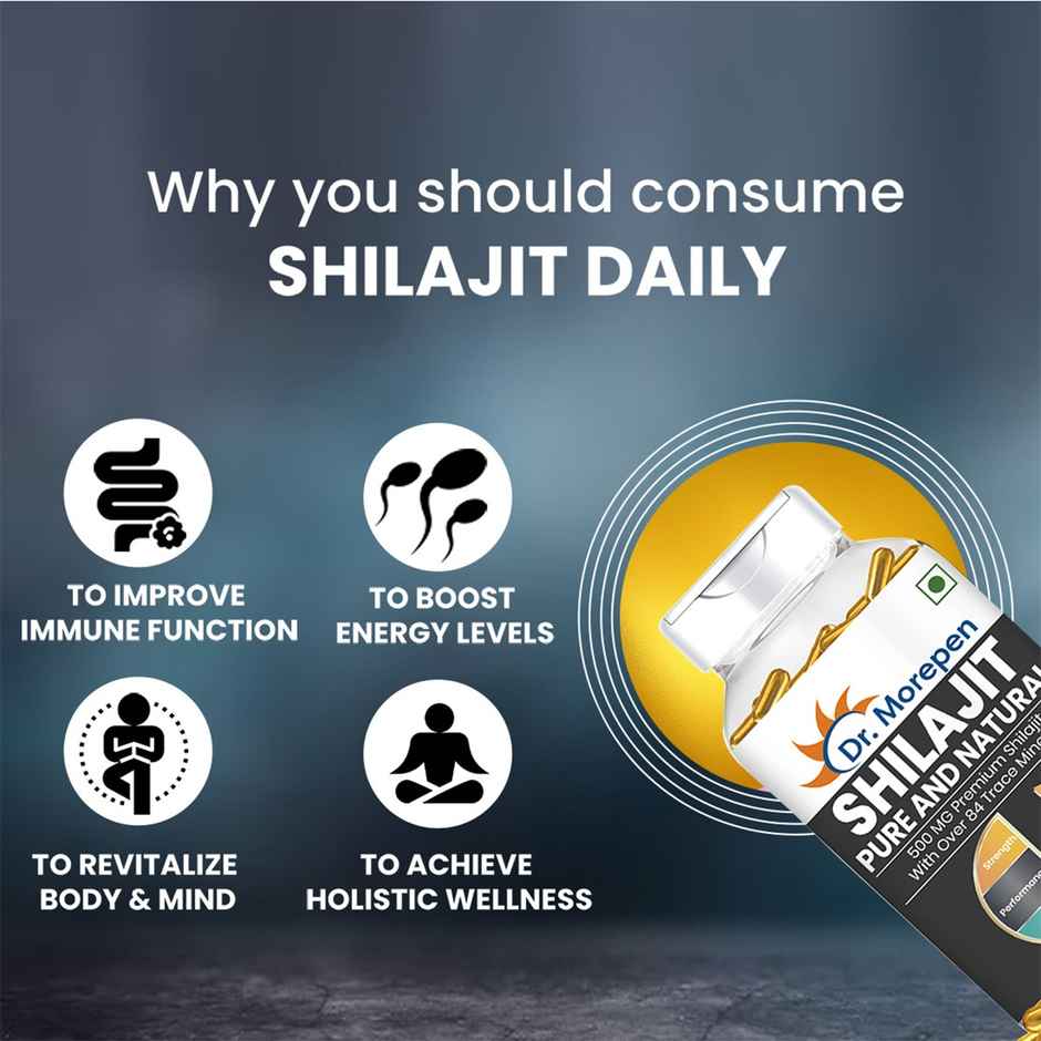 Dr. Morepen Pure Shilajit Capsules Boosts Immunity, Strength and Stamina