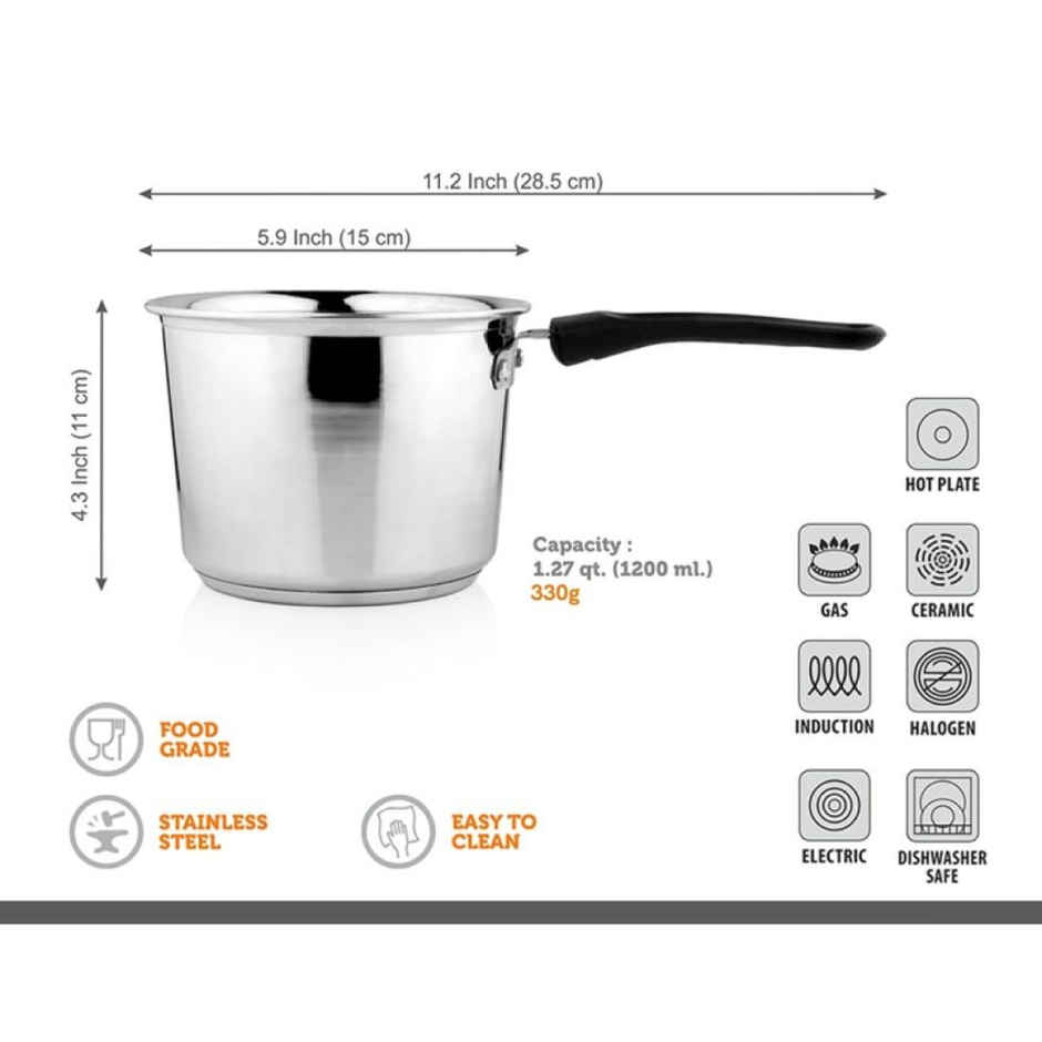 Vinayak Milk/Tea Pan (Stainless Steel, 1.2 L)