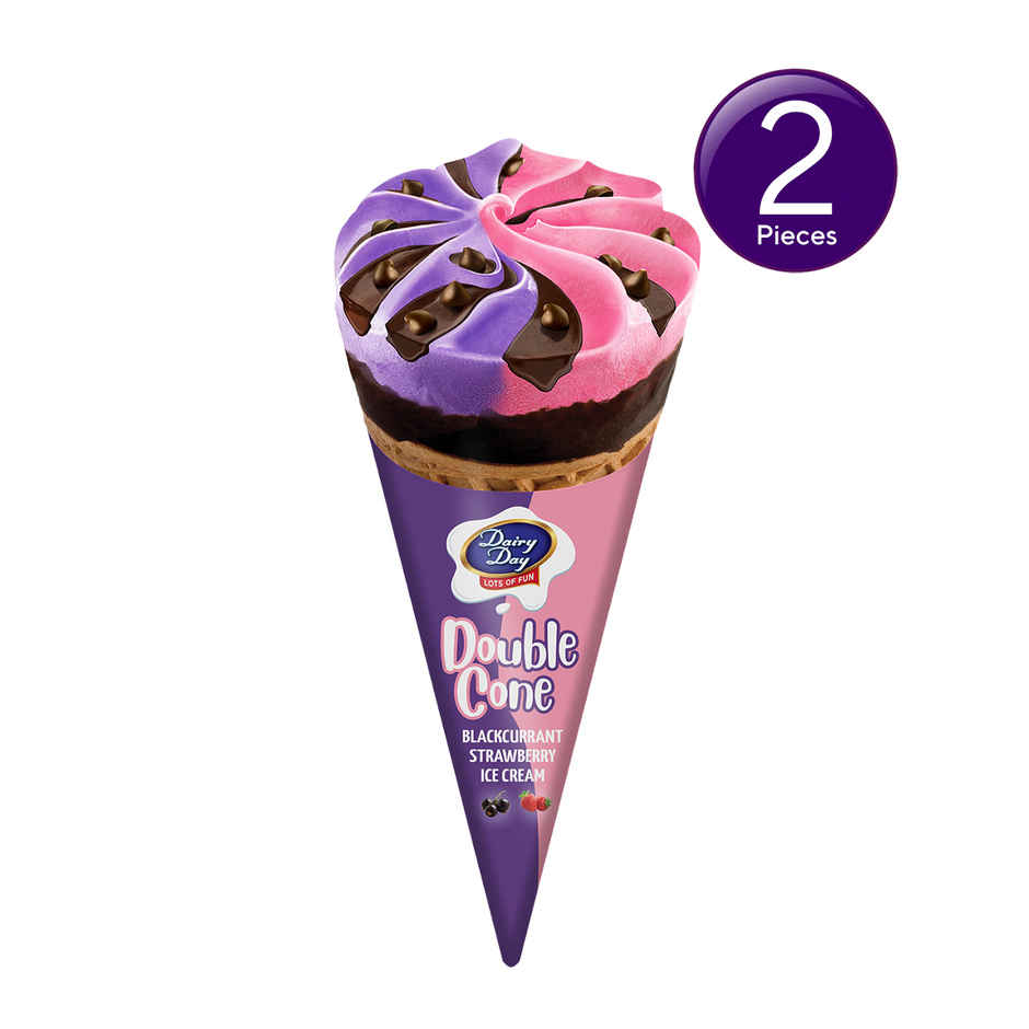 Dairy Day Double Cone Strawberry & Blackcurrant Ice Cream Cone Combo