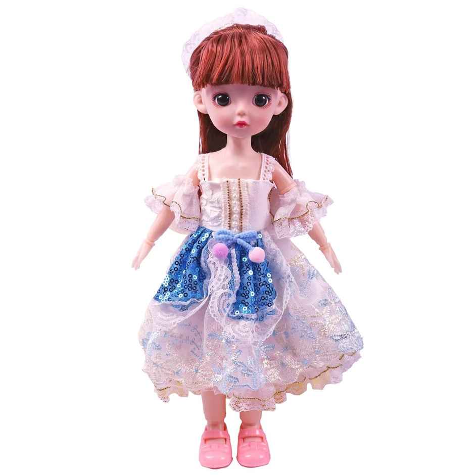 Toyshine Cute Doll with 3D Eyes & Beautiful Wedding Dress | With Movable Joints | 12 Inch | Blue