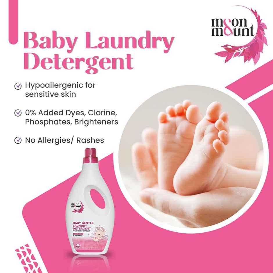 Moon And Mount Baby Laundry Liquid Detergent Washing Liquid For Baby Clothes Leaf Love (Rose) 1 l