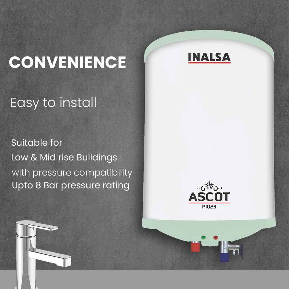 INALSA Ascot 10 -L Water Heater (Geyser) 8 Bar Pressure,3 Yr Warranty on Elements & 2 Yr on Product