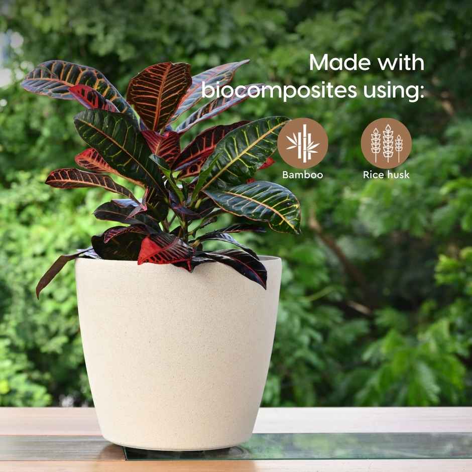 Eha Earth Friendly Deco Self-Watering Planters 9 Inch, 2pcs, Sandcastle | Bamboo Based,UV Protected