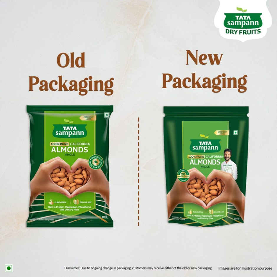 Tata Sampann Totally Pure California Almonds/Badam Giri | Whole Premium Quality