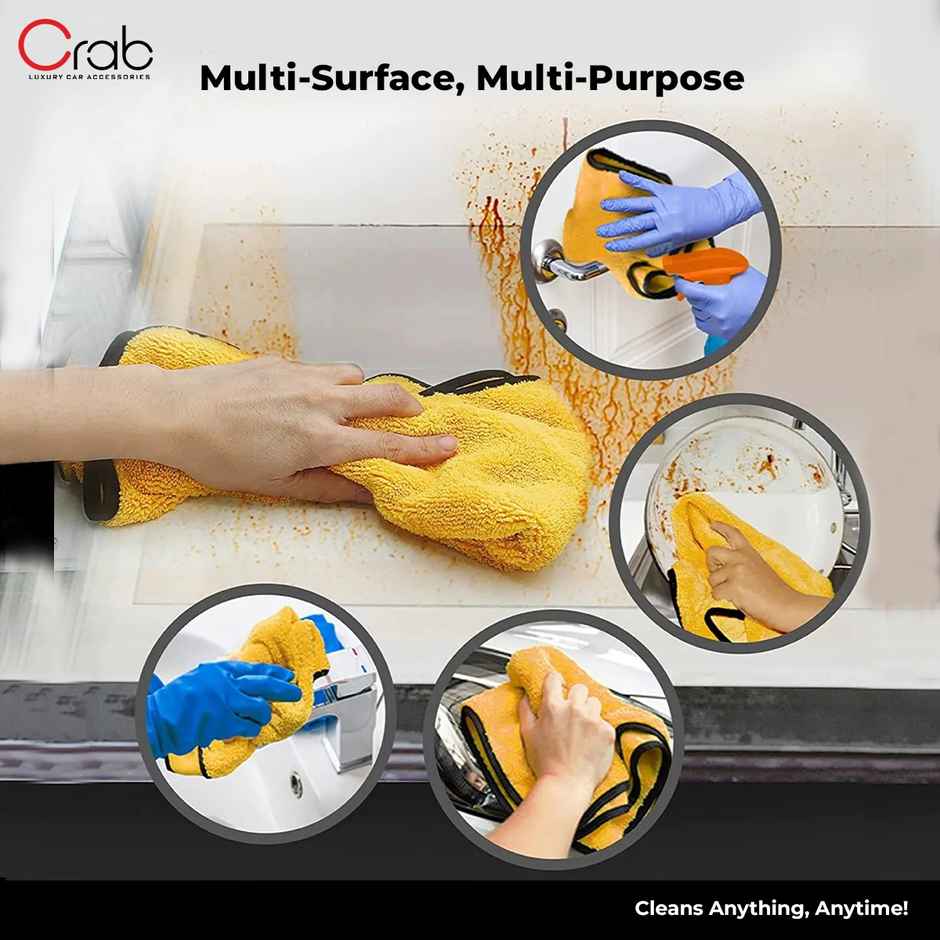Crab Supreme Drying Towel | 22 x 36 inch | 370 GSM | Ultra-Absorbent, Streak-Free Car Drying Towel