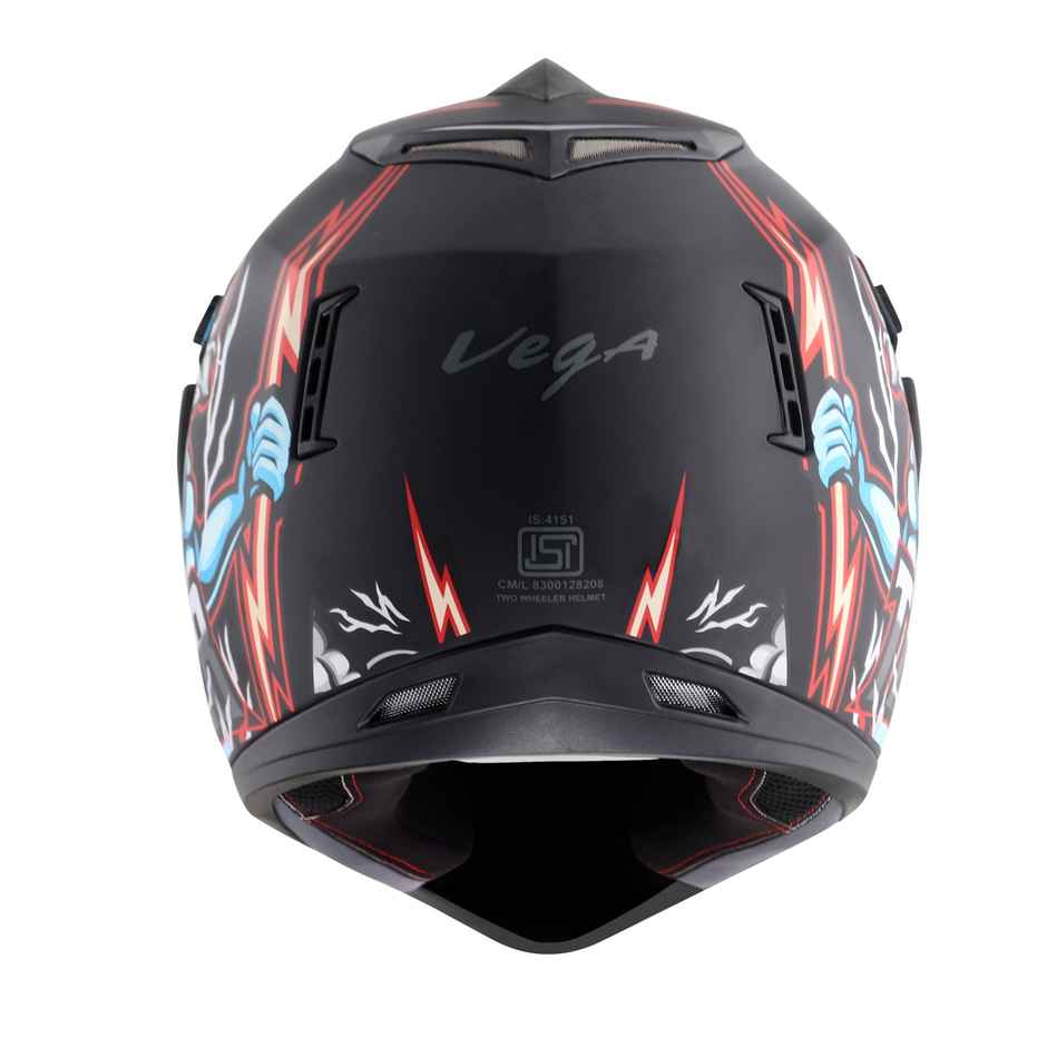 Vega Off Road D/V Thunder Lightweight Full Helmet- Dull Black Red - M