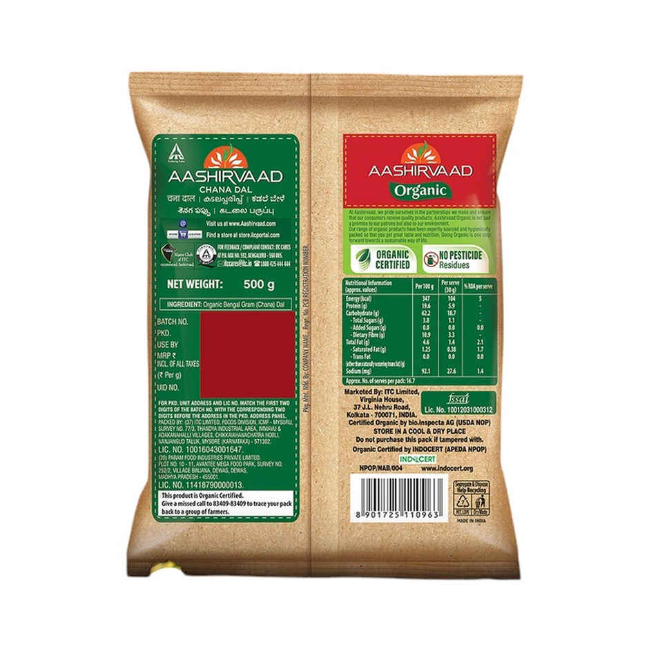 Aashirvaad Organic Chana Dal (Split) | Truly Organic Chana Dal Rich in Protein