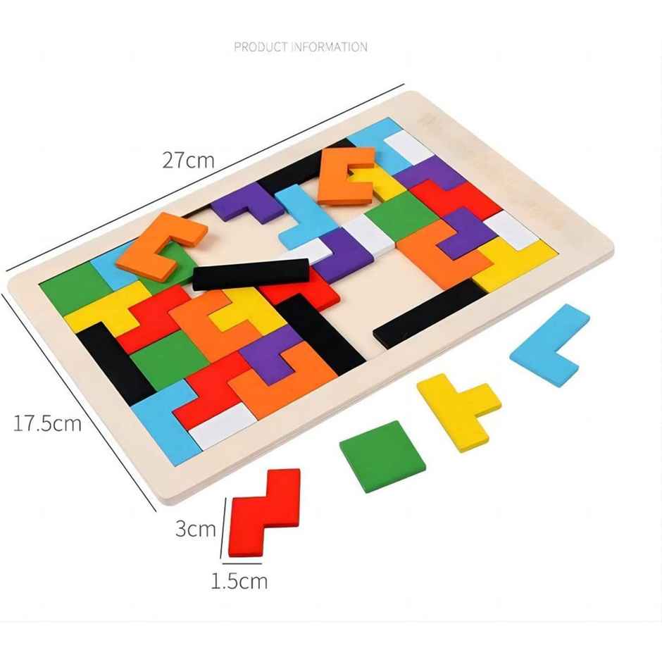 Fablue 40 Pcs Wooden Russian Blocks Puzzle For Kids Adults - Wood Intelligence Puzzle Toy For Kids