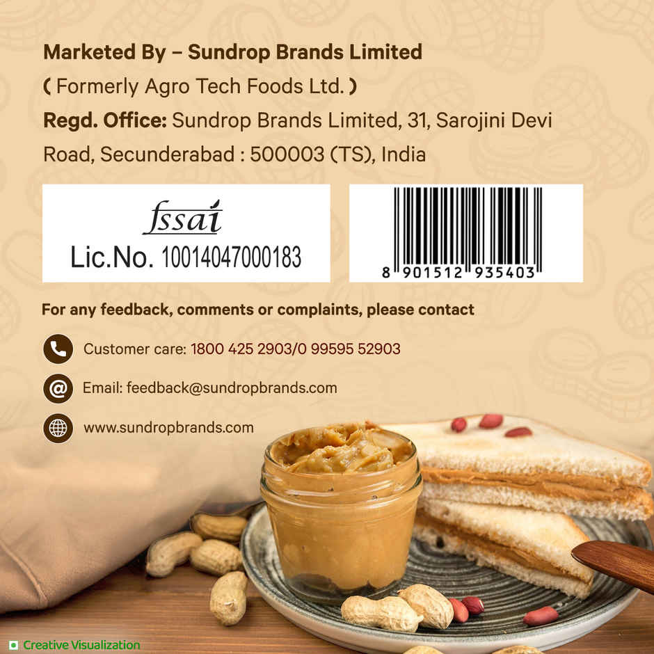 Sundrop Peanut Butter with Honey | Crunchy | 23% Protein |Premium Roasted Peanuts|No Preservatives