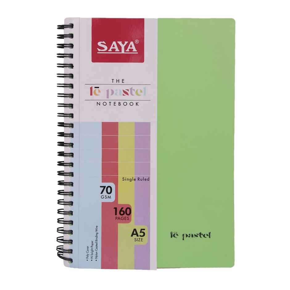 Saya A5 Spiral bound Single Line Notebook 1 Subject (160 Pages, 21 x 14 cm, Assorted Designs)