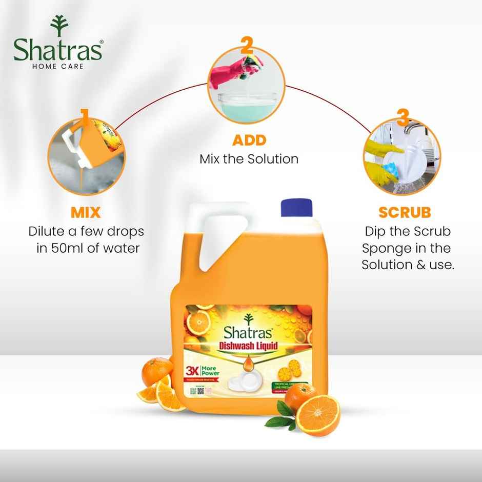 Shatras Liquid Dishwash Gel With Active Green Lime | Pack Of 2 | 5 L Each