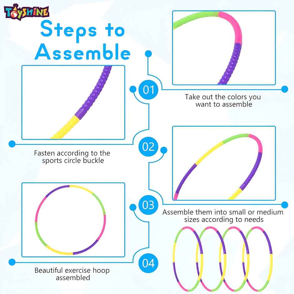 Toyshine Detachable 8-Hulla Hoop, Colorful Ring for Kids, Dance, Gymnastics & Exercise