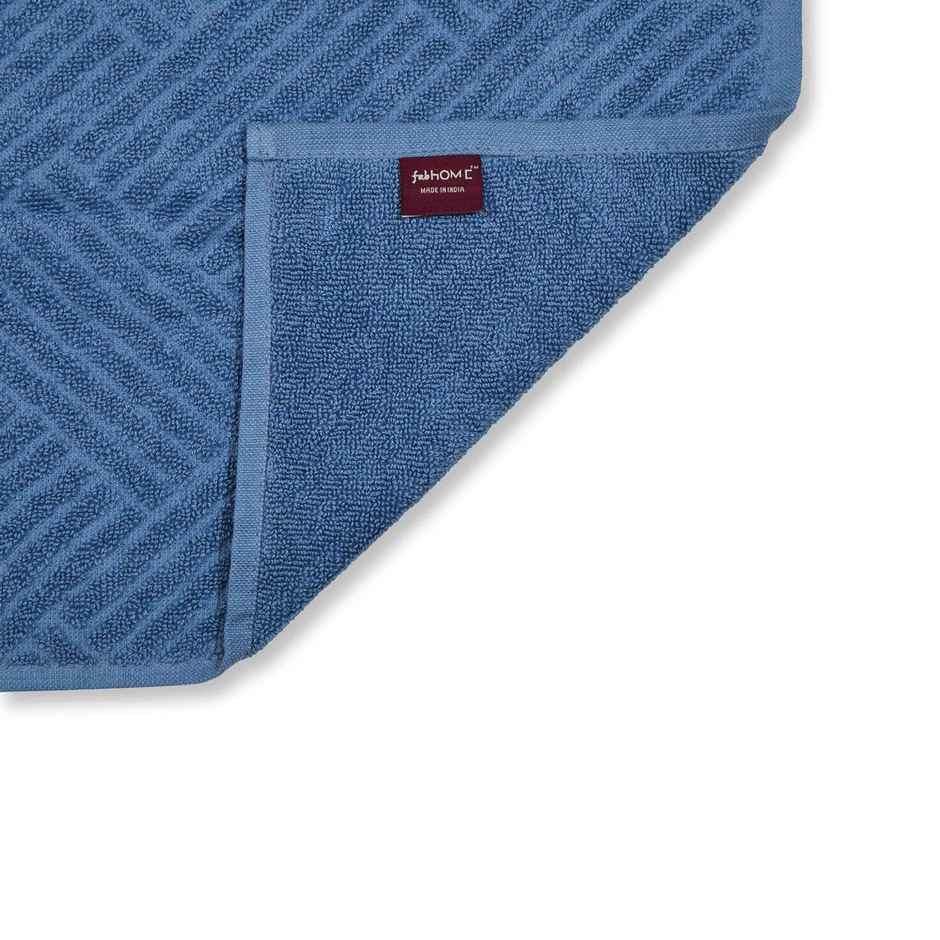 Fabindia Blue Cotton Woven Face Towel | Set Of 2