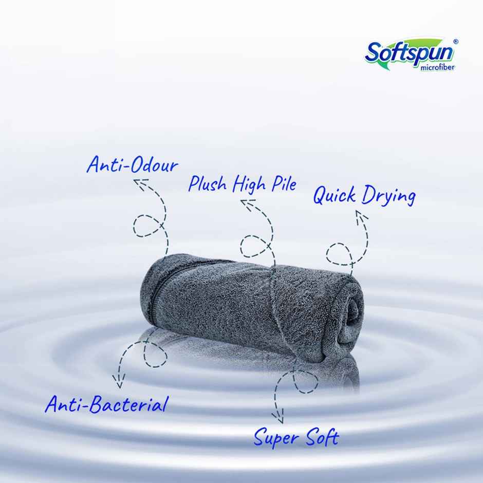 Softspun Microfiber Yoga, Gym & Sports Towel | Small, 380 GSM, 40x60cm, 1pc, Grey