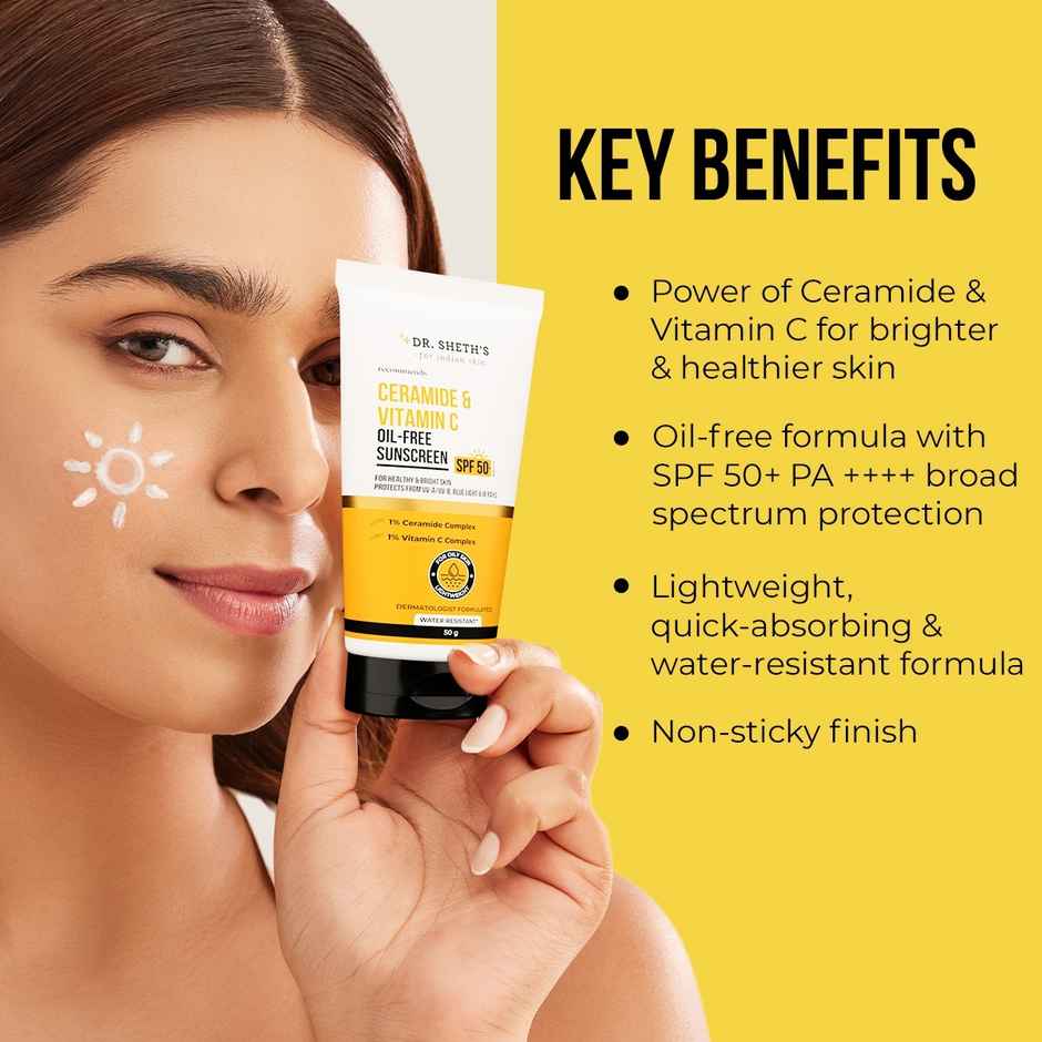 Dr. Sheth'S Ceramide & Vitamin C Oil-Free Sunscreen Spf 50+ Pa++++ For Oily Skin
