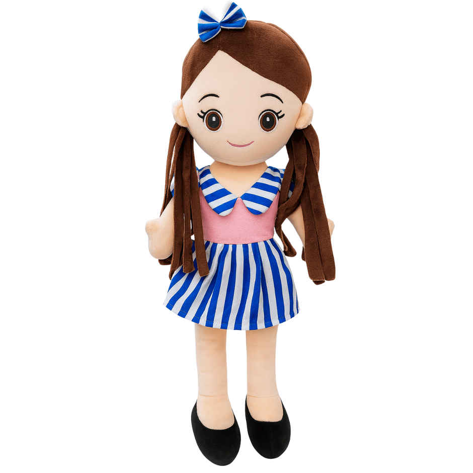 Toytales Cute Soft Doll | Plushie Stuffed Soft Toy For Girls | Kids Baby Blue Dress Doll