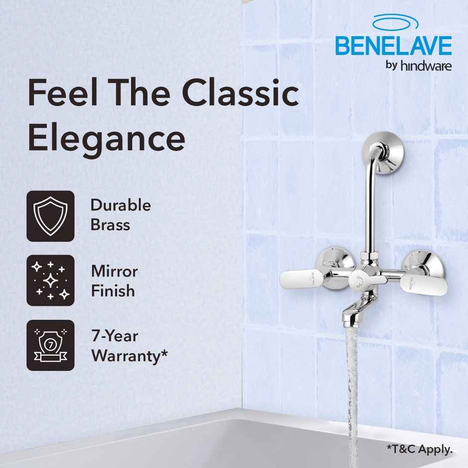 Benelave By Hindware Volga Wall Mixer With Provision For Overhead Shower| Hot And Cold Water Mixer