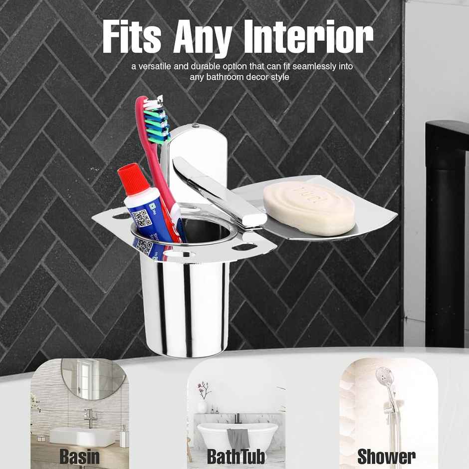 GLOXY Stainless Steel Soap Holder for Bathroom Wall Mounted Soap Dish Stand with Glass SS202