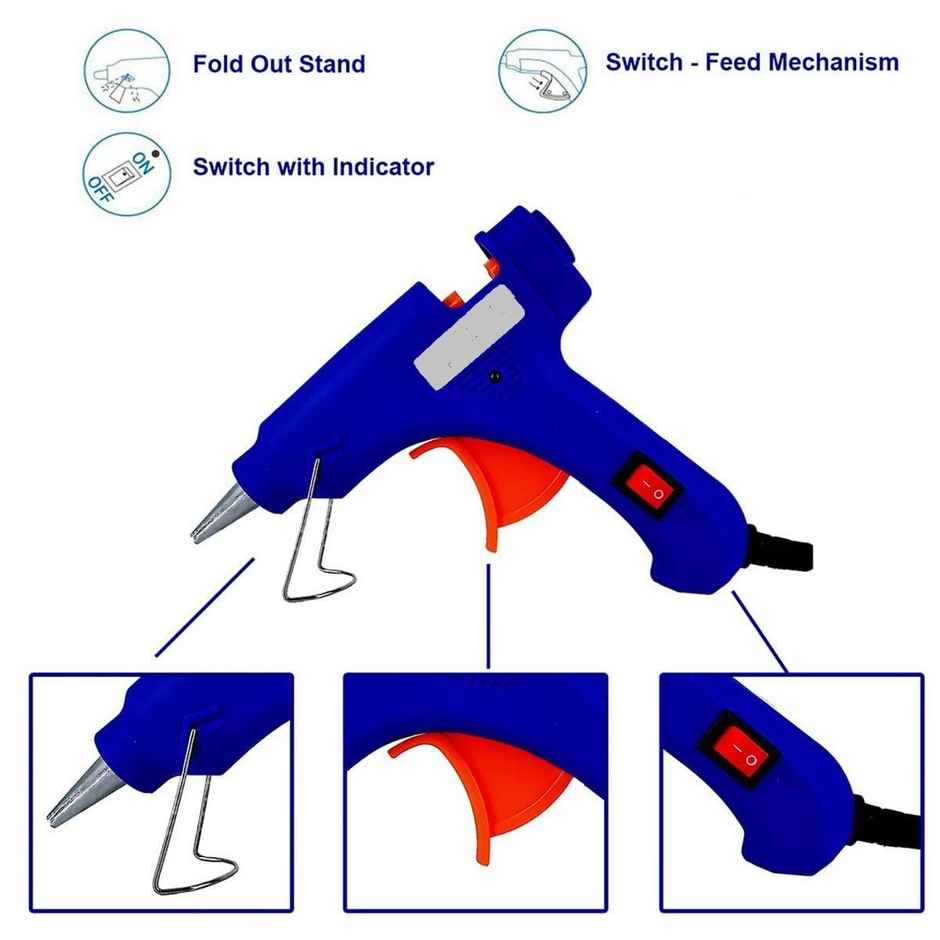Chrome 60 Watts Hot Melt Glue Gun With On-Off Switch - Assorted