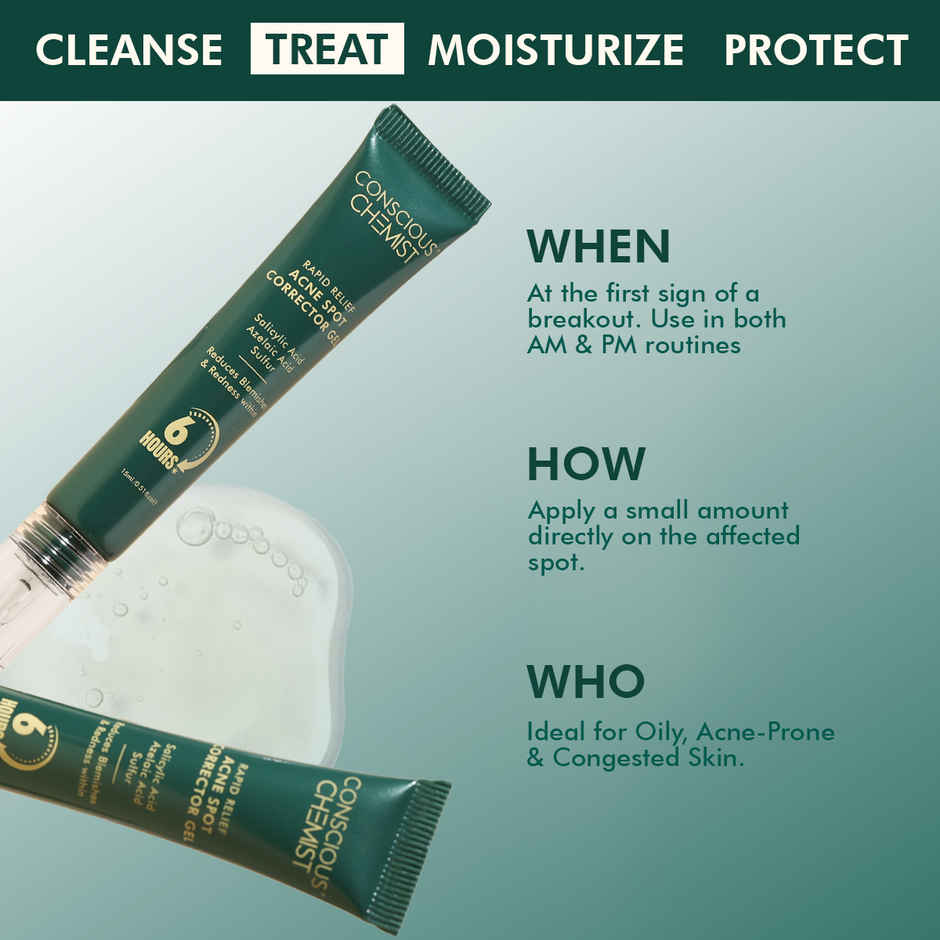 Conscious Chemist Rapid Relief Acne Spot Corrector Gel with Salicylic & Azelaic Acid for Clear Skin