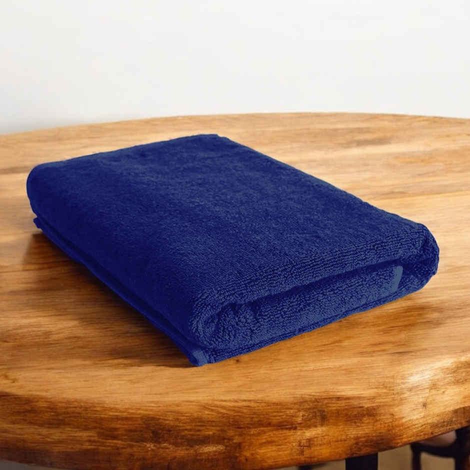 BAY6 100% Cotton Bath Towel - 140 cm x 70 cm | 400 GSM - Blue