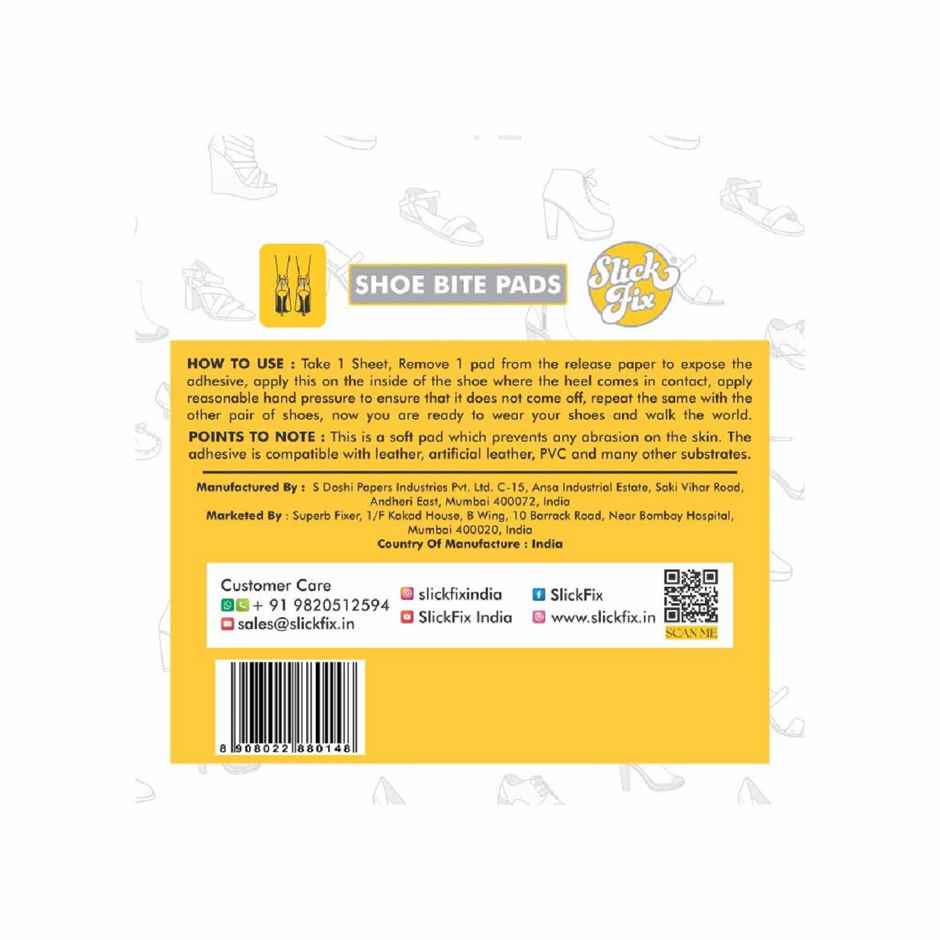 Slickfix Shoe Bite Protector Pads Self-Adhesive Back Heel For Protectors Accessories For Men & Women  4Pcs