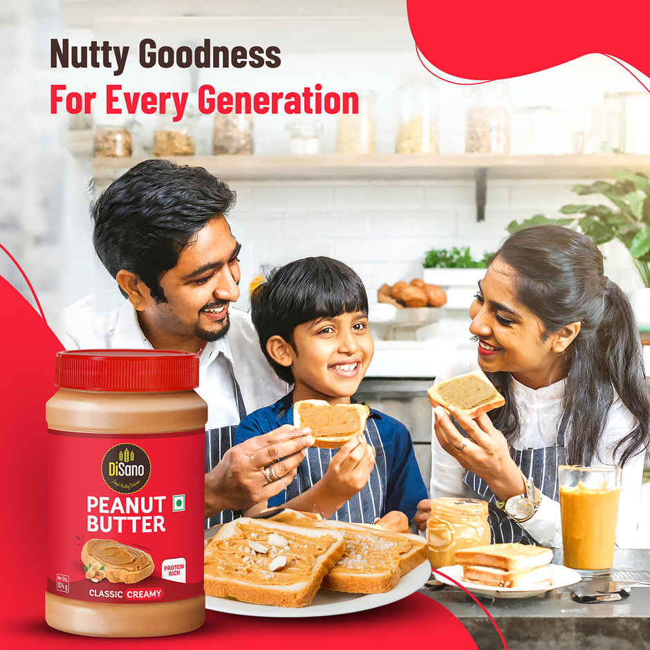 Disano Peanut Butter - Creamy, 26% Protein, No Trans Fat & Preservatives