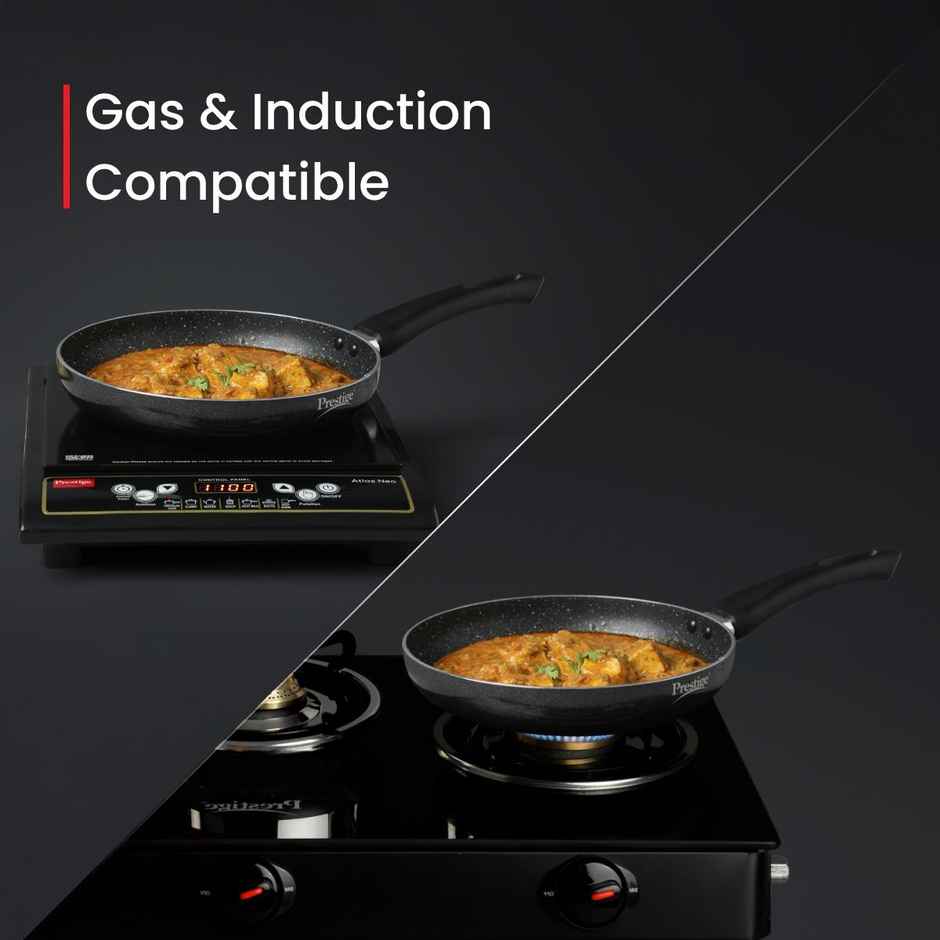 Prestige Omega Deluxe Aluminium Non-Stick Granite Cookware Fry Pan 24cms/1.7Ltr,2yrs Warranty,Black