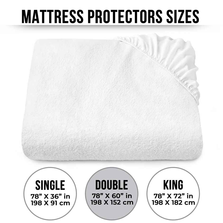 Story@Home Terry 100% Waterproof and Dustproof Double Size Mattress Protector White | 78 x 72 Inch