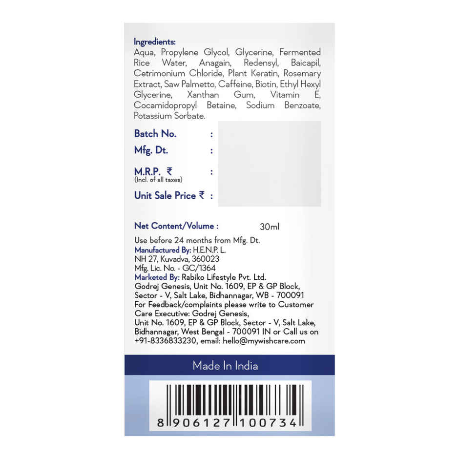 WishCare Hair Serum Concentrate|New Hair Growth & Reduced Hairfall|Redensyl, Anagain & Rosemary