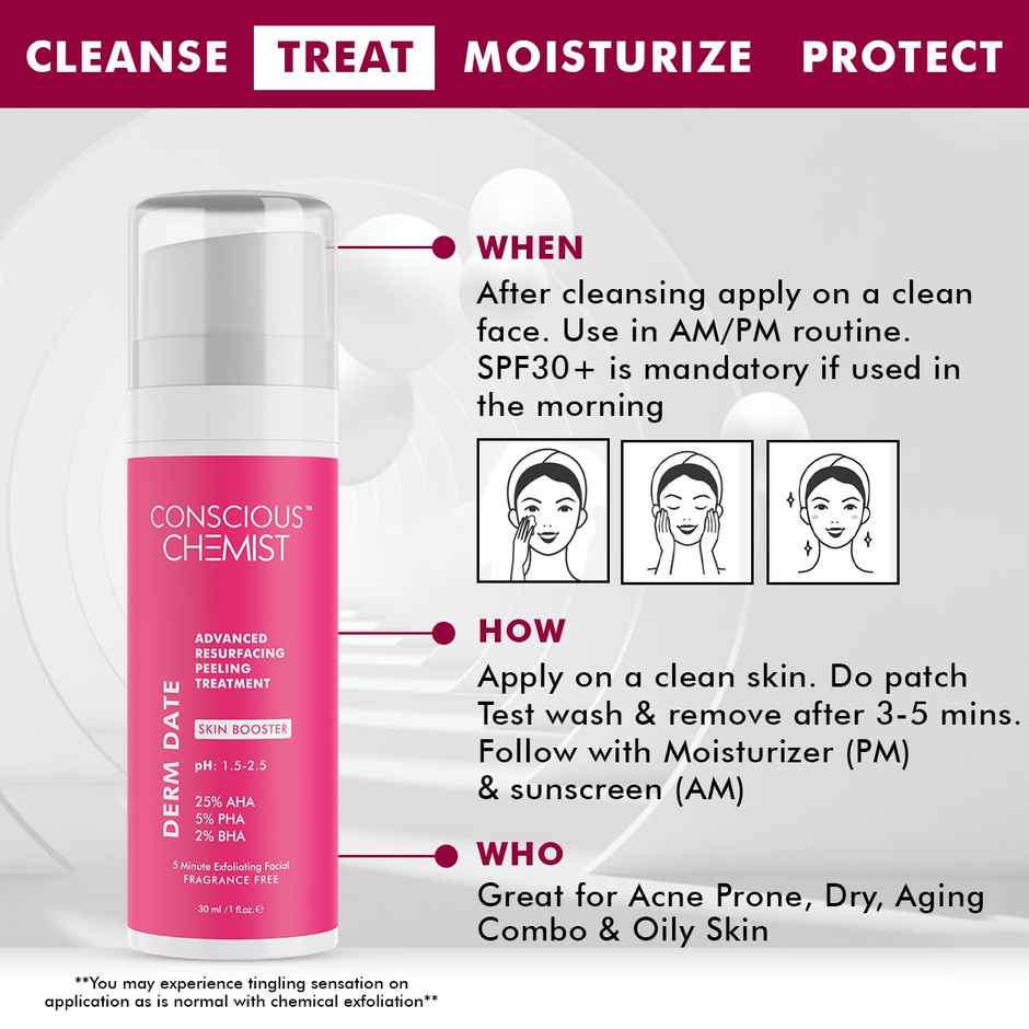 Conscious Chemist 25% AHA & 5% BHA Resurfacing Peeling Exfoliating Facial Serum For Anti-Aging