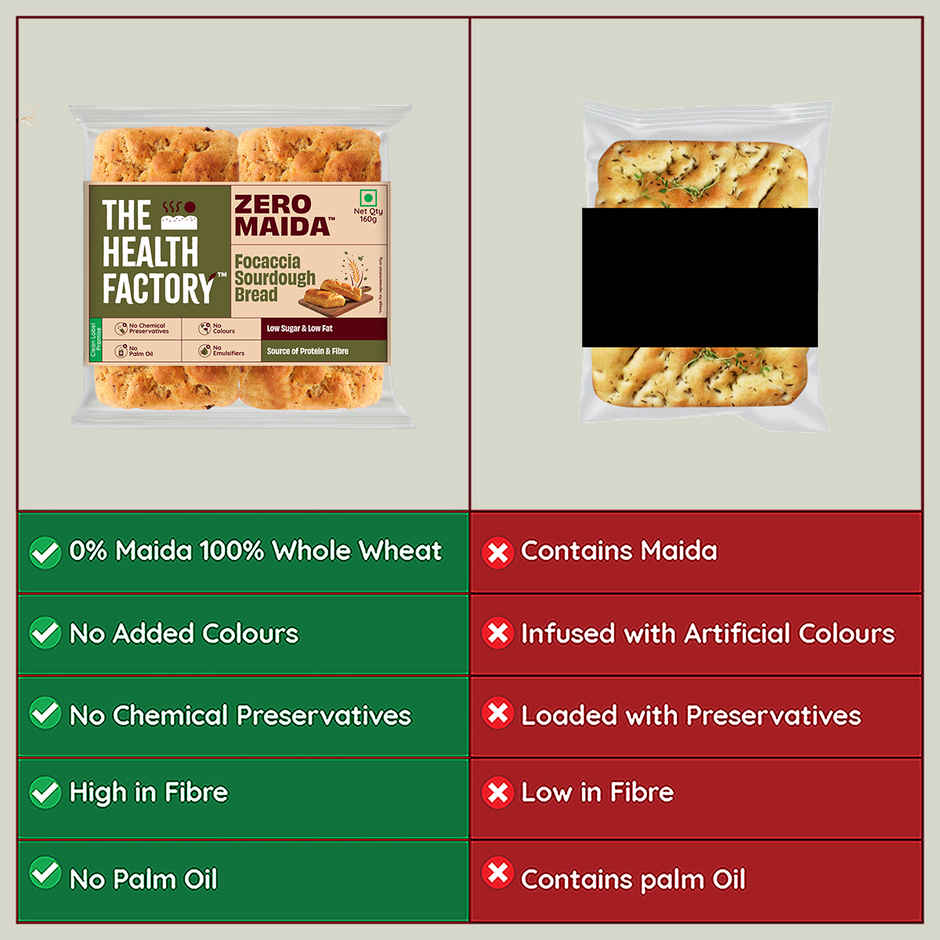 The Health Factory Zero Maida Focaccia Sourdough | Clean Label