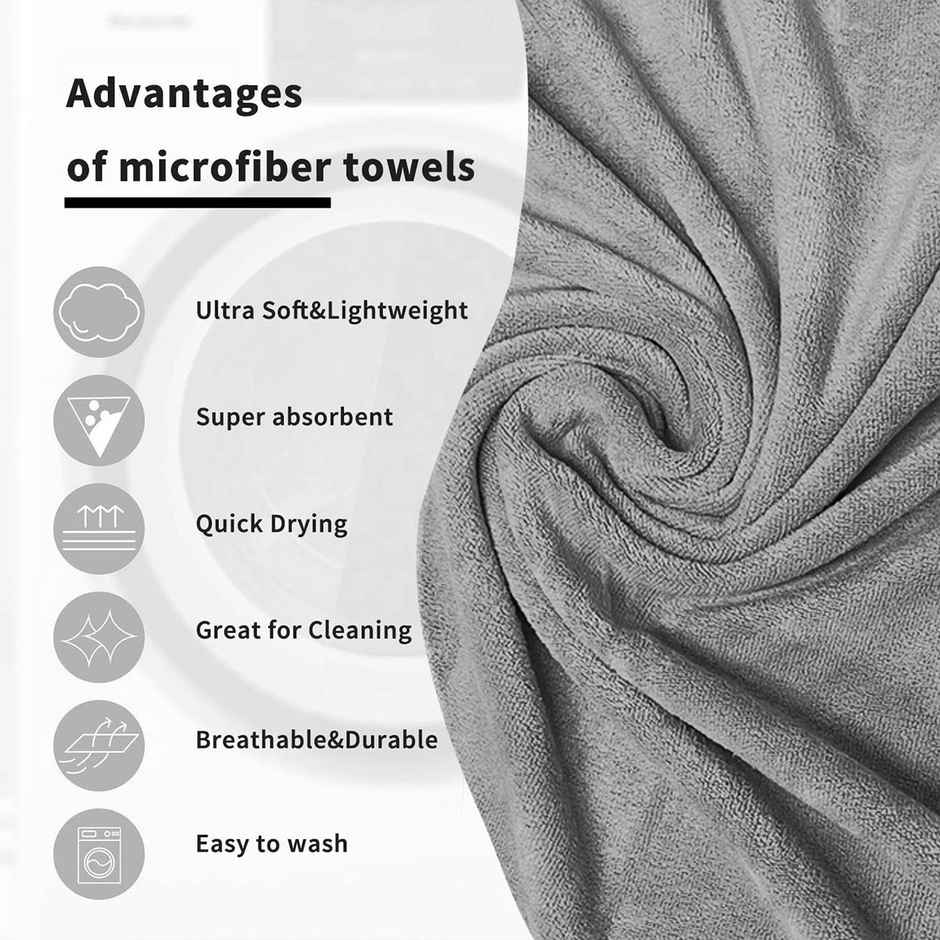 Sassoon Microfiber Large Bath Towel | Grey | 70 x 145 cm