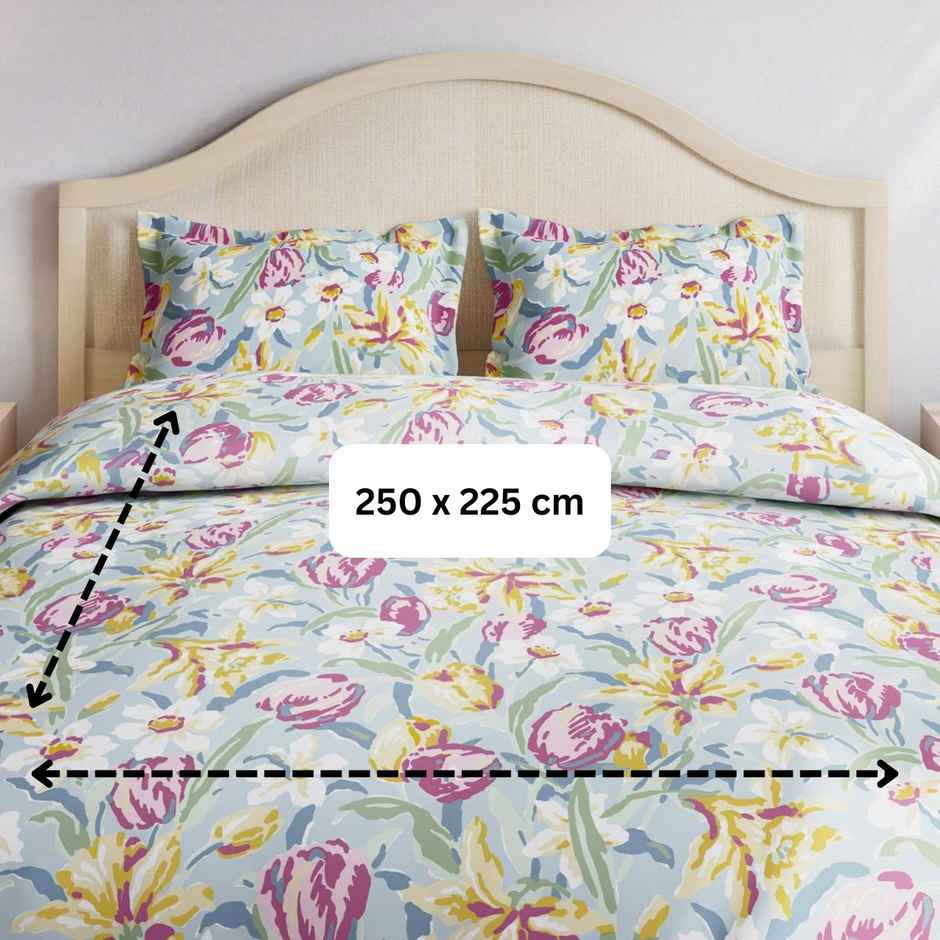 Haus & Kinder Tulip Meadow Double Size Bedsheet - 100% Cotton | 250 x 225 cm