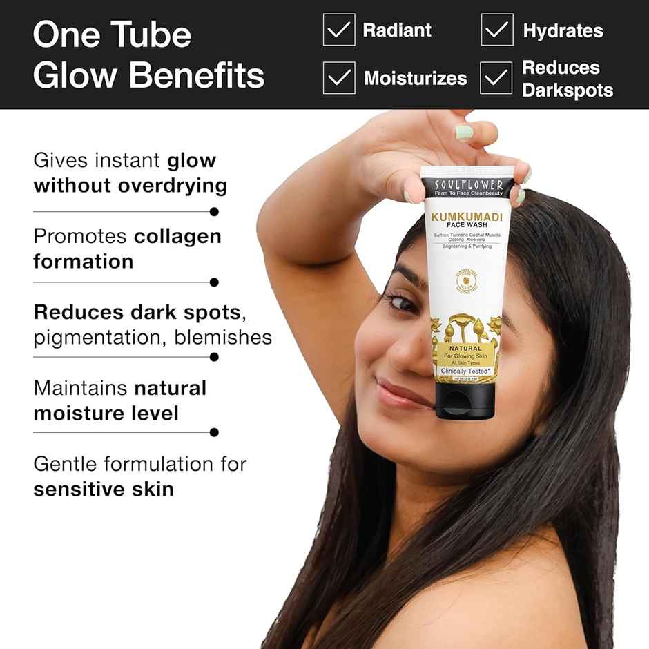 Soulflower Kumkumadi Face Wash With Saffron, Turmeric & Aloe Vera